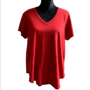 Wilt V-Neck Brilliant Red Distressed Tee NWOT